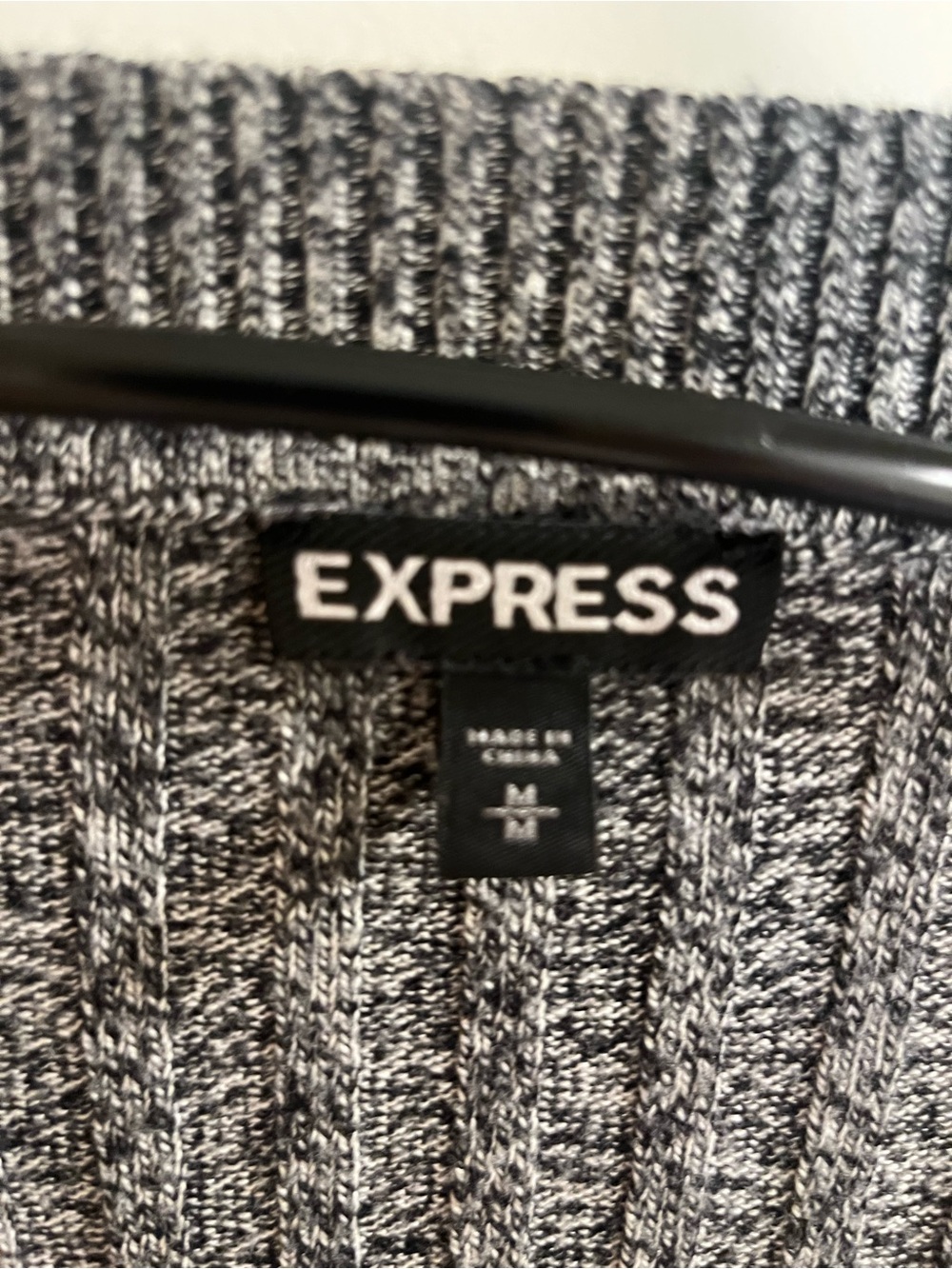 Express Gray Marled Rib-Knit Pullover - Picture 2 of 2
